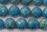 CDE2163 15.5 inches 12mm faceted round dyed sea sediment jasper beads