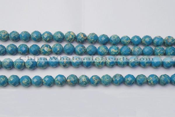 CDE2163 15.5 inches 12mm faceted round dyed sea sediment jasper beads