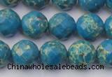 CDE2164 15.5 inches 14mm faceted round dyed sea sediment jasper beads