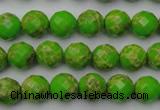 CDE2180 15.5 inches 6mm faceted round dyed sea sediment jasper beads