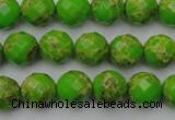 CDE2181 15.5 inches 8mm faceted round dyed sea sediment jasper beads