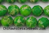 CDE2192 15.5 inches 10mm faceted round dyed sea sediment jasper beads