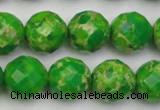 CDE2194 15.5 inches 14mm faceted round dyed sea sediment jasper beads