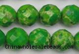 CDE2195 15.5 inches 16mm faceted round dyed sea sediment jasper beads
