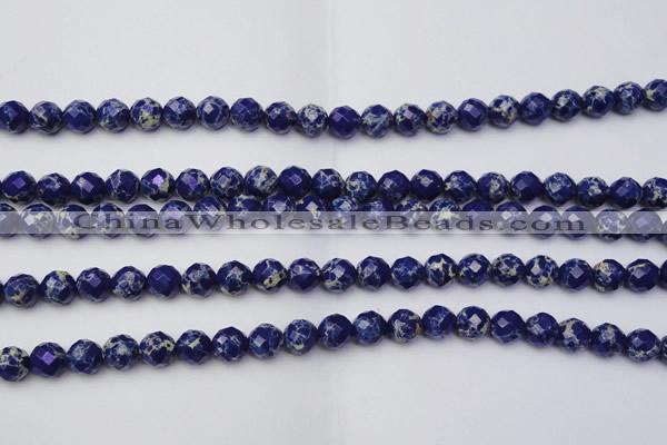 CDE2211 15.5 inches 8mm faceted round dyed sea sediment jasper beads