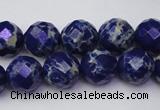 CDE2214 15.5 inches 14mm faceted round dyed sea sediment jasper beads