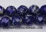 CDE2215 15.5 inches 16mm faceted round dyed sea sediment jasper beads