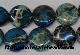 CDE232 15.5 inches 16mm flat round dyed sea sediment jasper beads