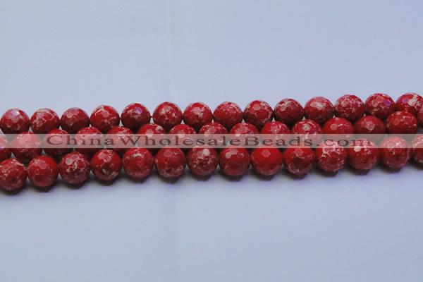 CDE2514 15.5 inches 14mm faceted round dyed sea sediment jasper beads