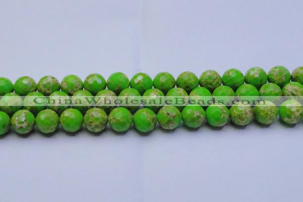 CDE2557 15.5 inches 16mm faceted round dyed sea sediment jasper beads