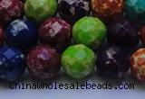 CDE2698 12mm faceted round mixed color sea sediment jasper beads