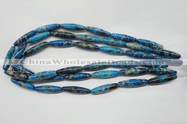 CDE291 15.5 inches 8*30mm rice dyed sea sediment jasper beads