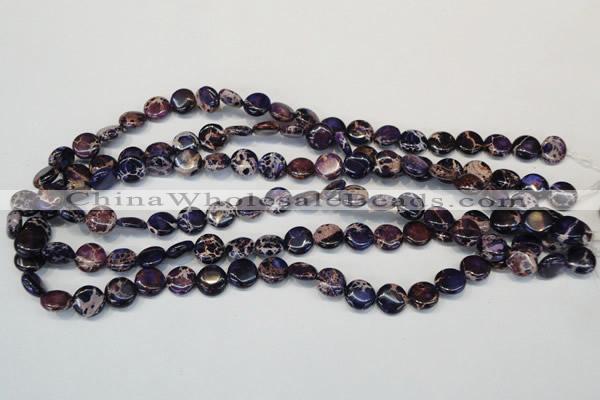 CDE397 15.5 inches 10mm flat round dyed sea sediment jasper beads