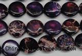 CDE398 15.5 inches 12mm flat round dyed sea sediment jasper beads