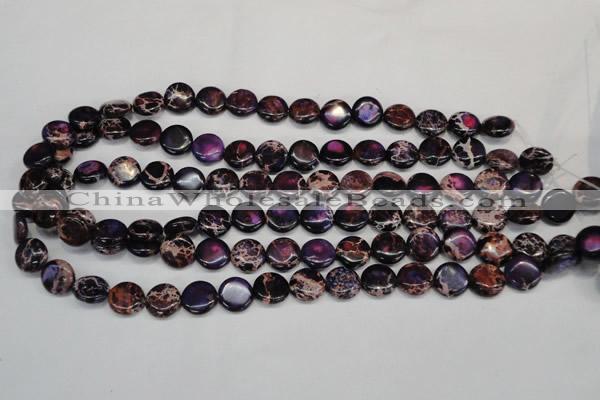 CDE398 15.5 inches 12mm flat round dyed sea sediment jasper beads