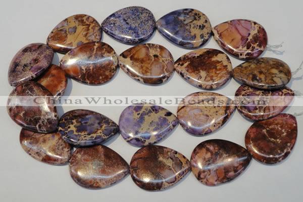 CDE461 15.5 inches 30*40mm flat teardrop dyed sea sediment jasper beads