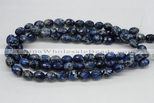 CDE49 15.5 inches 12*15mm faceted egg-shaped dyed sea sediment jasper beads