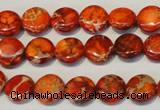 CDE516 15.5 inches 10mm flat round dyed sea sediment jasper beads