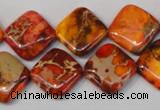 CDE545 15.5 inches 14*14mm diamond dyed sea sediment jasper beads