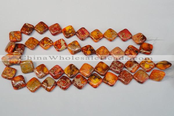 CDE545 15.5 inches 14*14mm diamond dyed sea sediment jasper beads