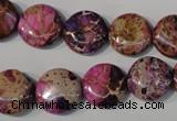 CDE706 15.5 inches 14mm flat round dyed sea sediment jasper beads