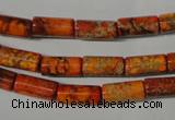 CDE736 15.5 inches 6*12mm tube dyed sea sediment jasper beads