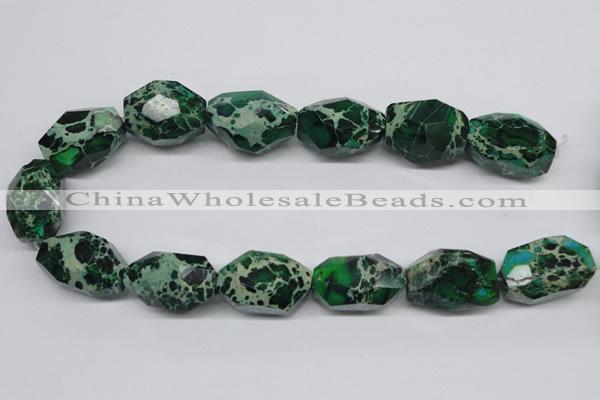 CDE80 15.5 inches 20*30mm faceted nuggets dyed sea sediment jasper beads