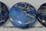 CDE909 15.5 inches 35mm flat round dyed sea sediment jasper beads