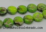 CDE91 15.5 inches 12mm flat round dyed sea sediment jasper beads