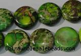 CDE937 15.5 inches 16mm flat round dyed sea sediment jasper beads