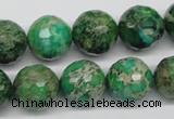 CDE98 15.5 inches 14mm faceted round dyed sea sediment jasper beads