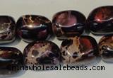 CDI395 15.5 inches 12*16mm nugget dyed imperial jasper beads