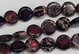 CDI405 15.5 inches 10mm flat round dyed imperial jasper beads