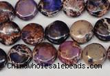 CDI406 15.5 inches 12mm flat round dyed imperial jasper beads