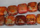 CDI540 15.5 inches 14*14mm square dyed imperial jasper beads