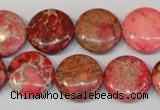 CDI655 15.5 inches 16mm flat round dyed imperial jasper beads