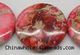 CDI661 15.5 inches 40mm flat round dyed imperial jasper beads