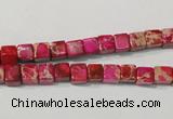 CDI780 15.5 inches 5*5mm cube dyed imperial jasper beads