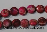 CDI785 15.5 inches 10mm flat round dyed imperial jasper beads