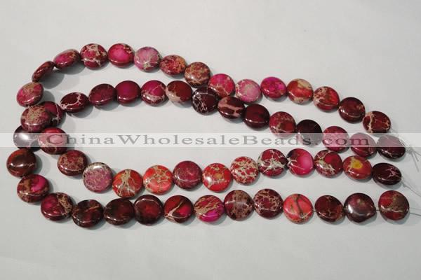 CDI786 15.5 inches 14mm flat round dyed imperial jasper beads