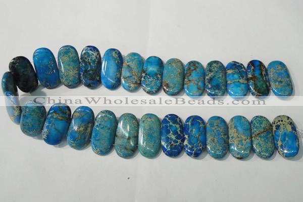 CDI917 15.5 inches 15*30mm oval double drilled dyed imperial jasper beads