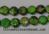 CDI936 15.5 inches 10mm flat round dyed imperial jasper beads