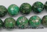 CDI98 16 inches 14mm faceted round dyed imperial jasper beads wholesale