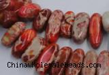 CDI985 15.5 inches 6*15mm - 8*20mm dyed imperial jasper chips beads