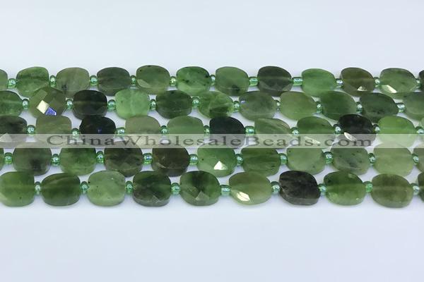 CDJ411 15.5 inches 10mm faceted square Canadian jade beads