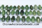 CDJ413 15.5 inches 8*14 - 9*14mm faceted freeform Canadian jade beads