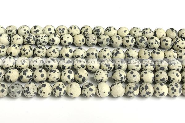 CDM107 15 inches 8mm round matte dalmatian jasper beads