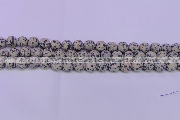 CDM85 15.5 inches 14mm round matte dalmatian jasper beads