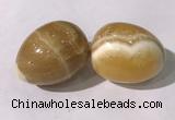 CDN1380 35*45mm egg-shaped yellow calcite decorations wholesale