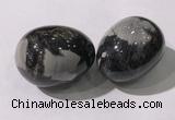 CDN1394 35*45mm egg-shaped silver leaf jasper decorations wholesale